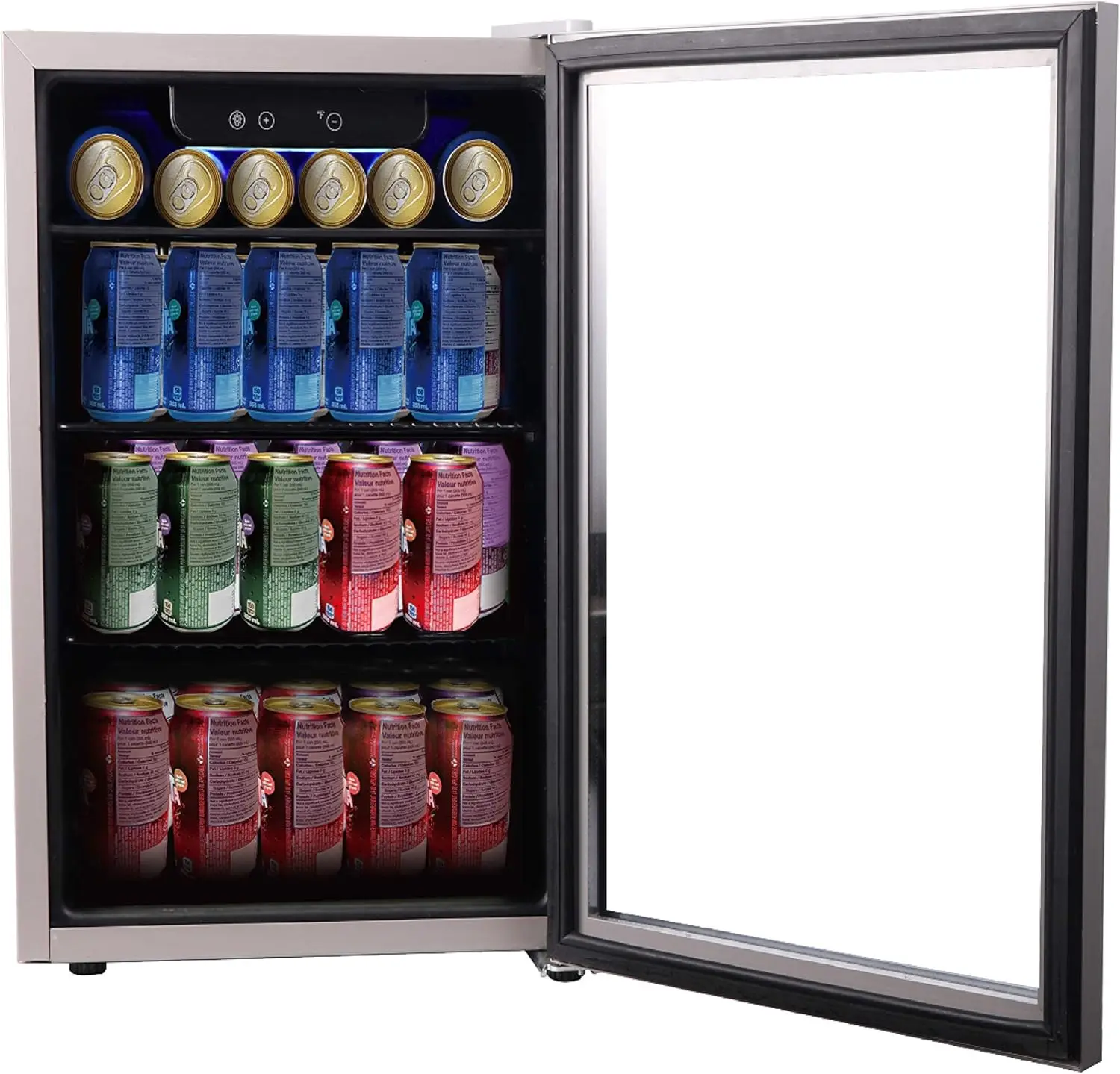 Beverage Fridge Refrigerator with Glass Door, Compact Mini Fridge with Digital Temperature Control Fits 88 Cans or 25 Bottles