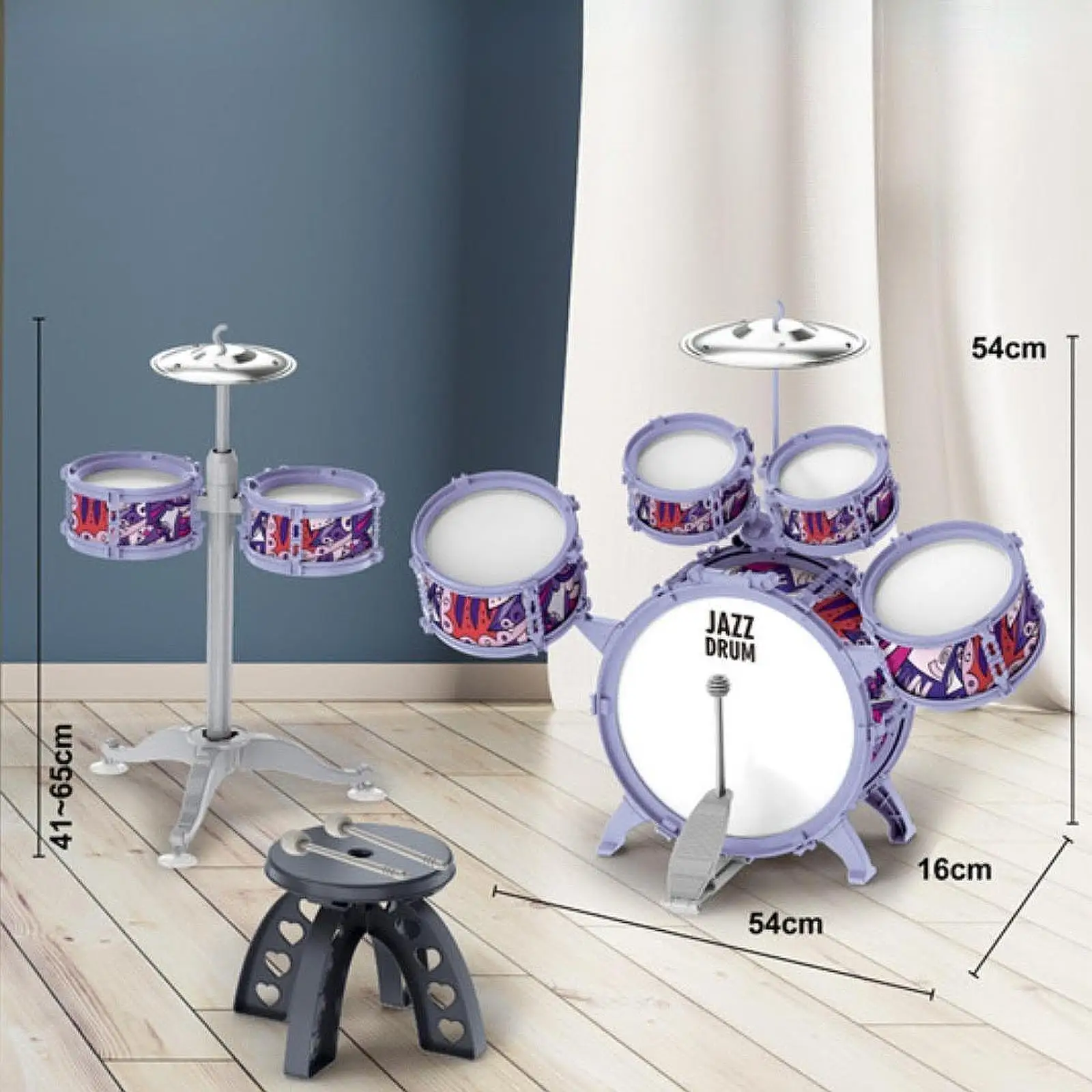 

Toddler Jazz Drum Kit Music Enlightenment for Party Birthday Gift Boys Girls