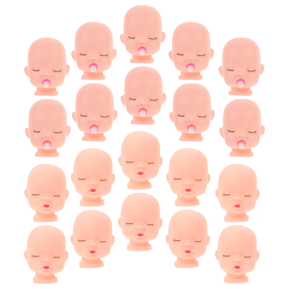 

20 Pcs Sleeping Head Handmade Heads DIY Small Accessories for Kids Plastic Parts Crafts Decorative Baby Dolls