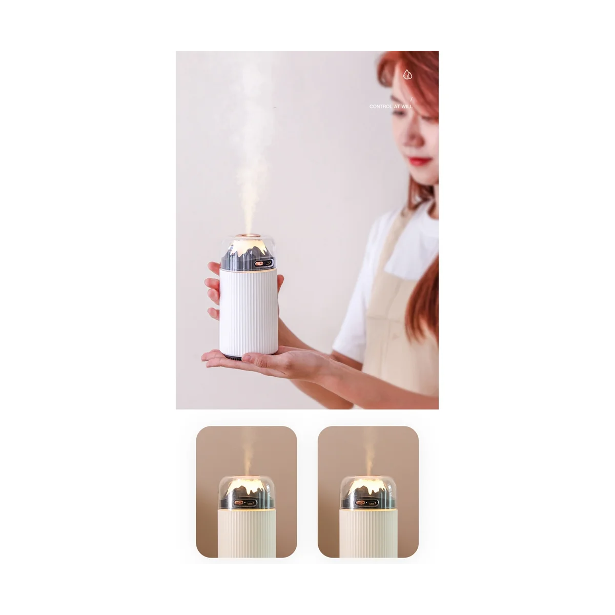 Portable USB Simulation Humidifier 300ML Aromatherapy Machine Humidifier Bedroom Atmosphere Lamp Household White