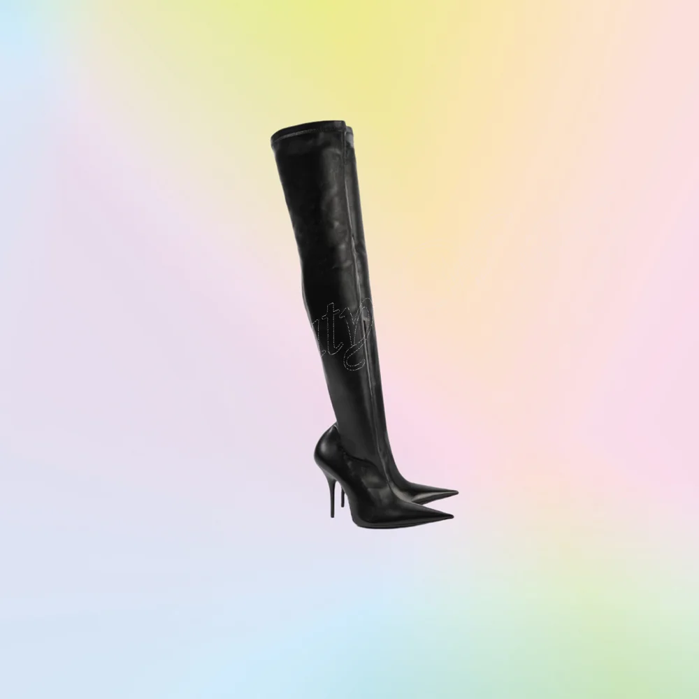 

Black Pointed Toe Boots Solid over the Knee Long Shoes High Heel Shoes for Women Runway High Heels 2024 Zapatillas Mujer