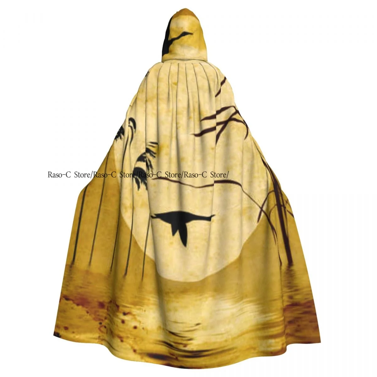 Hooded Cloak Unisex Cloak with Hood Grunge Sunset Flying Heron Birds On The Lake River Cloak Vampire Witch Cape Cosplay Costume