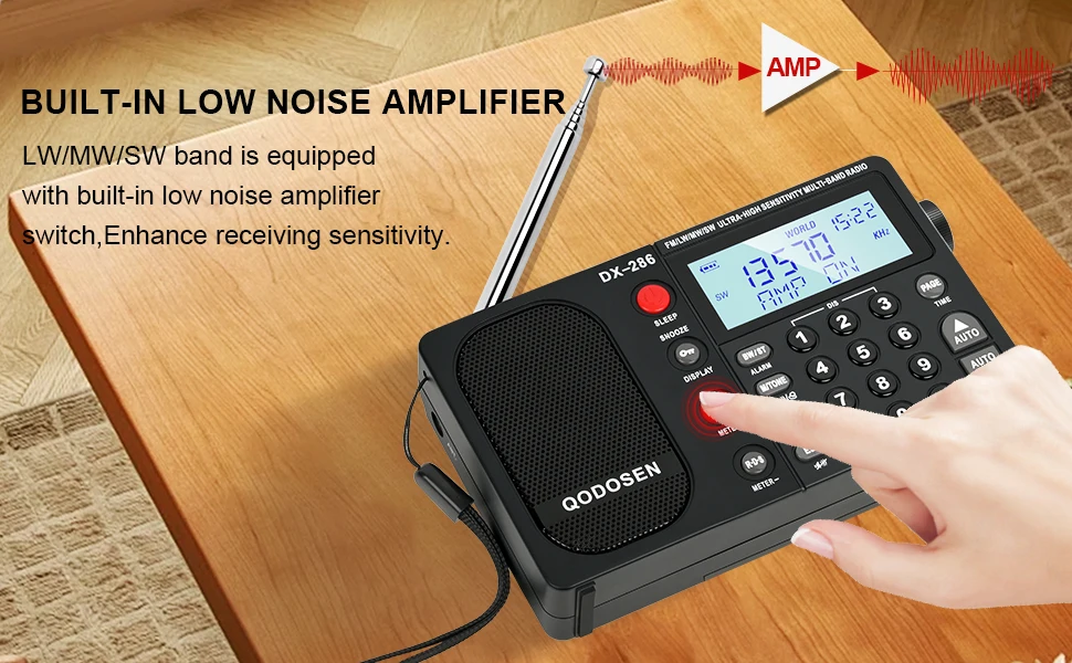 QODOSEN DX-286 Tragbares Radio AM/FM/LW/SW Digitales Weltbreitband-Radio mit TEF6686 Autochip Inklusive Einer 18650 Batterie – Detail 8