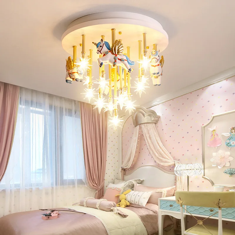 Merry Go Round Shape Led Cute Bedroom Lights For Girls Baby Room Kids Boy ing Kds Chandelier Lamp