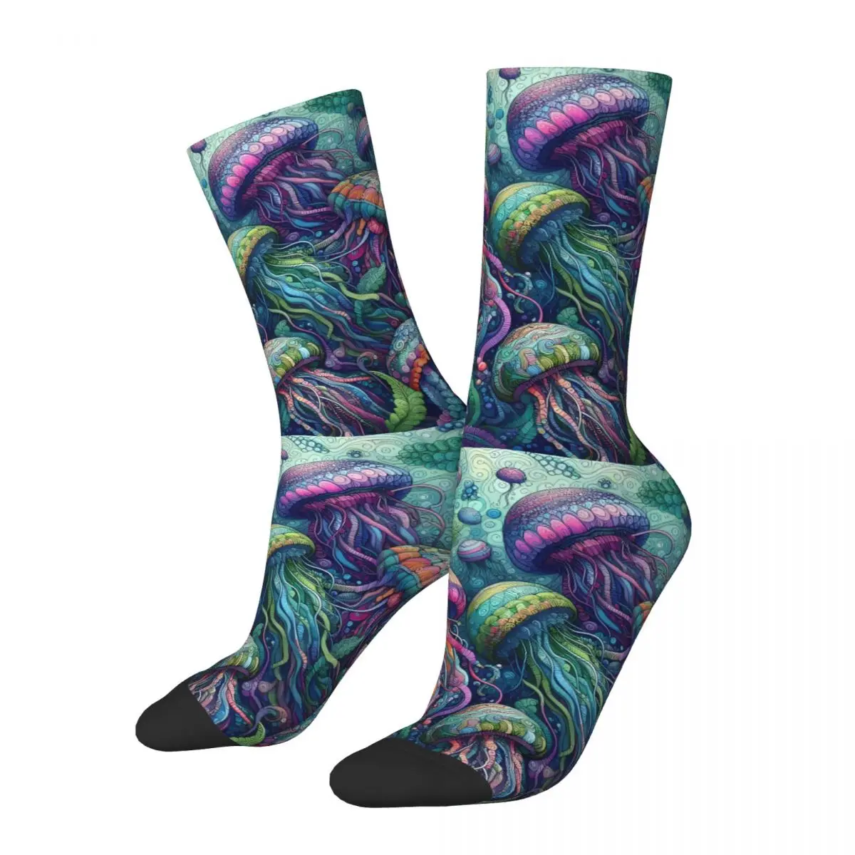 Sea Turtle Jellyfish Sock Printed Man Polyester