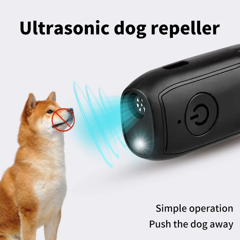 Mini Ultrasonic Dog Repeller with Flashing Lights, High Power Portable Anti-Barking Dog Deterrent Device