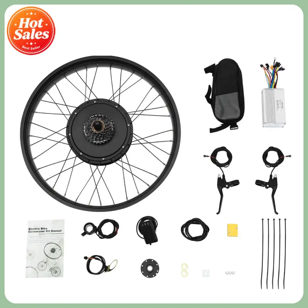 Image of 26-Zoll-Elektrofahrrad-Umbausatz mit breiten Reifen, 1000 W, 48 V, Heckantrieb, Komplettset mit LCD-Display, bürstenlosem Motor, zum Selbermontieren, Zubehör für Mountainbikes, ideal für