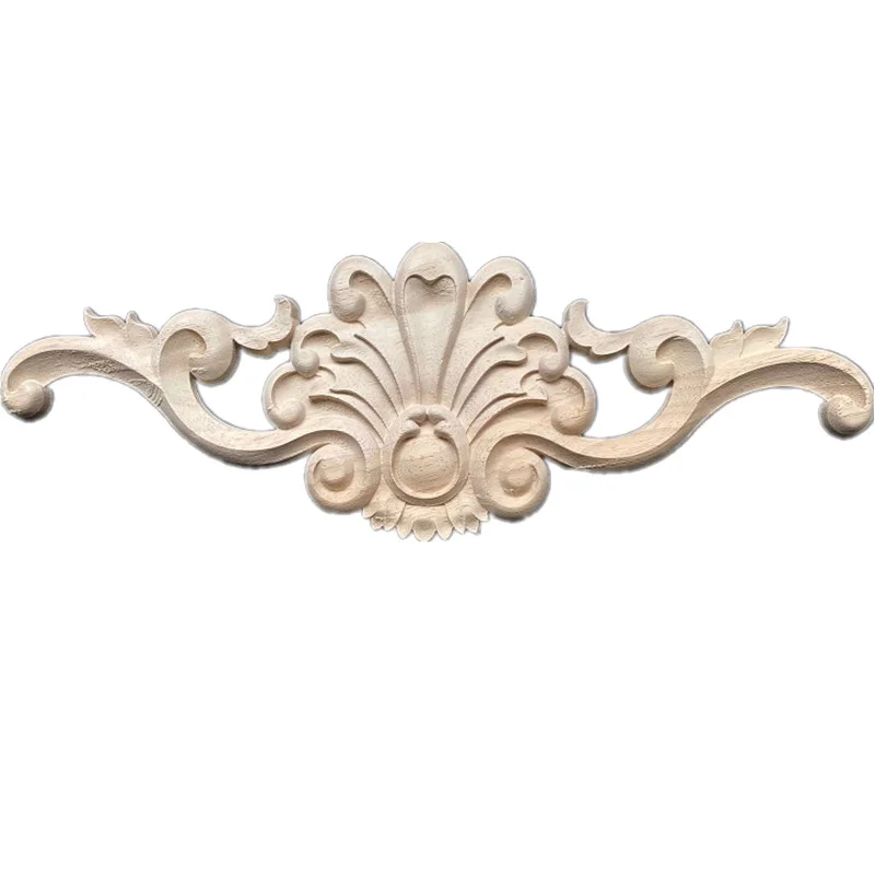 

40-45cm Unpainted Exquisite Classical Wood Decal Onlay Wood Applique Mouldings Floral Corner Wooden Furniture Decoration