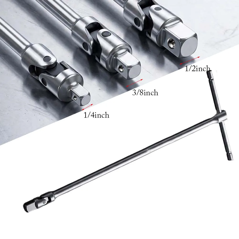 Chrome Vanadium T Handle Socket Wrench with 180 Degree Flexibility and Compatibility for 1/4 3/8 1/2in Sockets