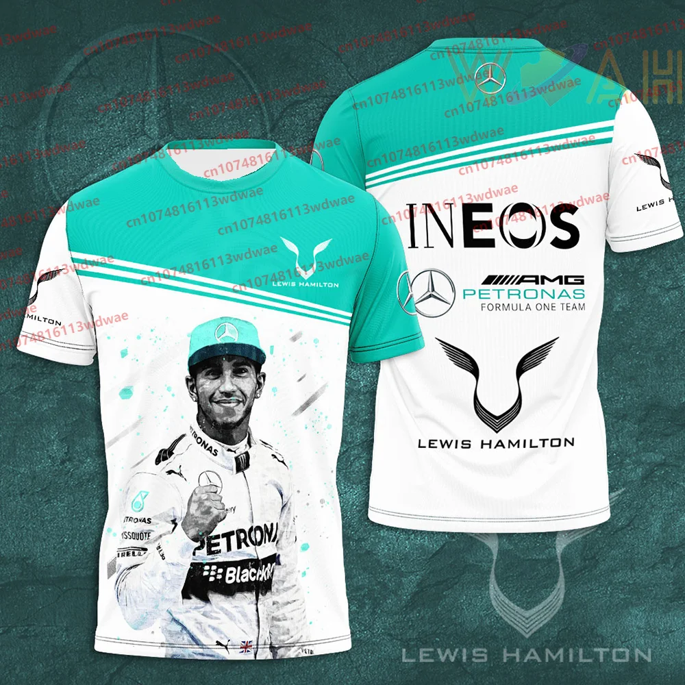 Camiseta Lewis Hamilton 44 de verano para hombre, camiseta de manga corta de Fórmula 1.Mercedes-AMG.Racing Team, camiseta para deportes al aire libre y motocicleta, camiseta para niño