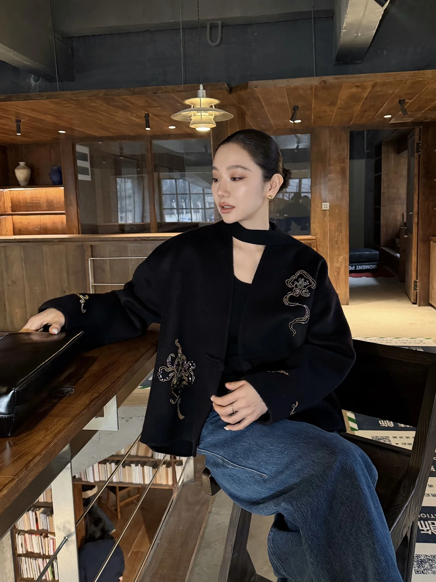 

Новое китайское двустороннее шерстяное пальто LiHuiEr, короткая утепленная куртка для женщин, модная повседневная верхняя одежда