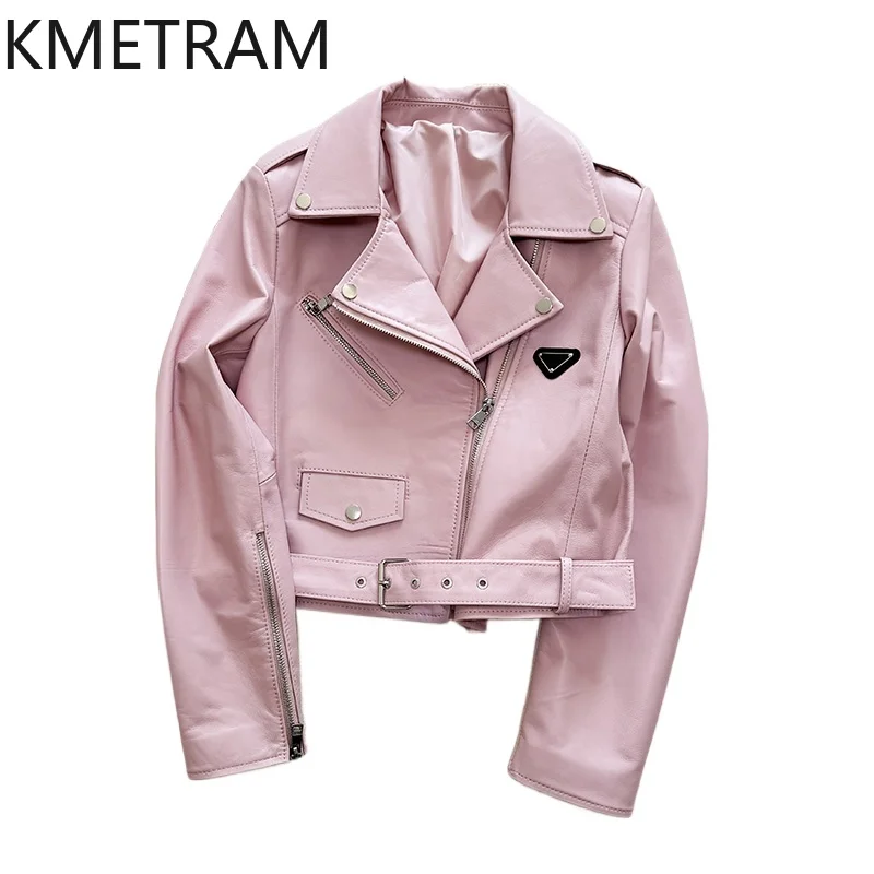 100% Top Layer Sheepskin Jackets Woman Biker Short Real Leather Jacket New in Outerwears Autumn Women Clothing 2025 veste femme