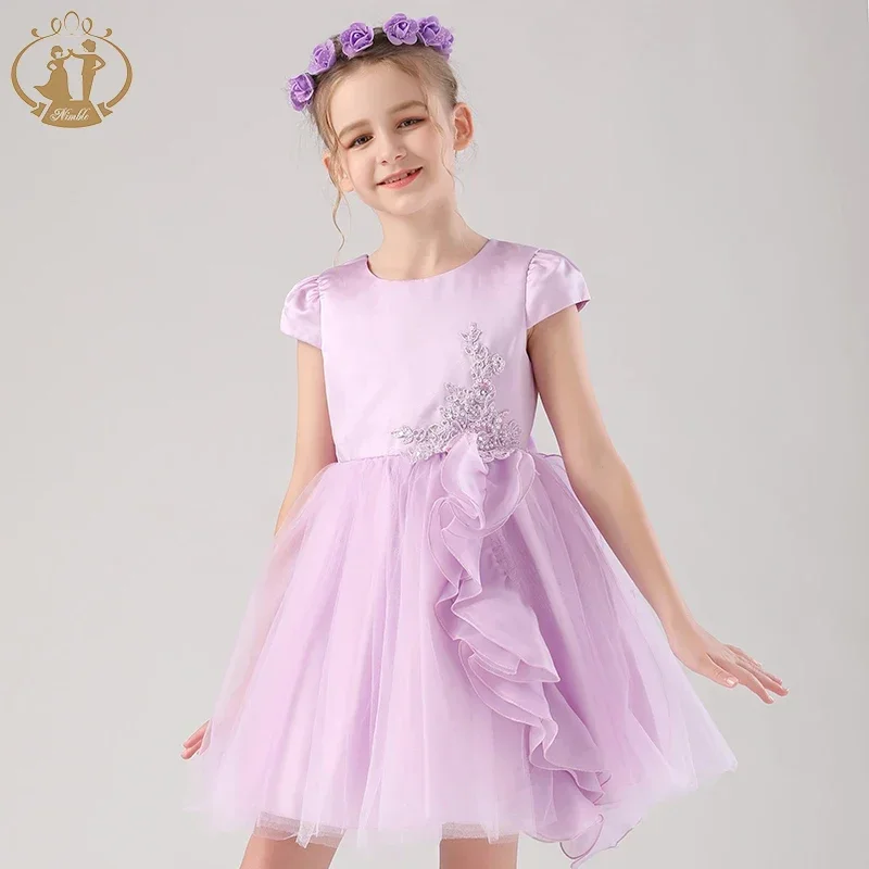 Christmas Princess Toddler Girl Dress 2023 Party Wedding Birthday Teenager Prom 4-12Y Wholesale Clothing White Purple and Pink