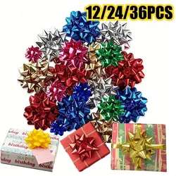 12/24/36PCS Multicolor Small Star Bows Christmas Small Star Bows Parties Birthdays Wedding DIY Gift Wrapping Decorate
