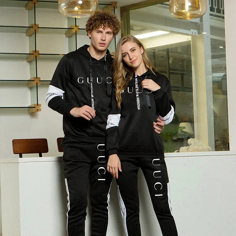 Mens Tracksuit Warm Hooded Sweatshirt+Sweatpants 2 Pcs Sets Winter High Quality Black White Top Or Pants Casual Jogging Clothing