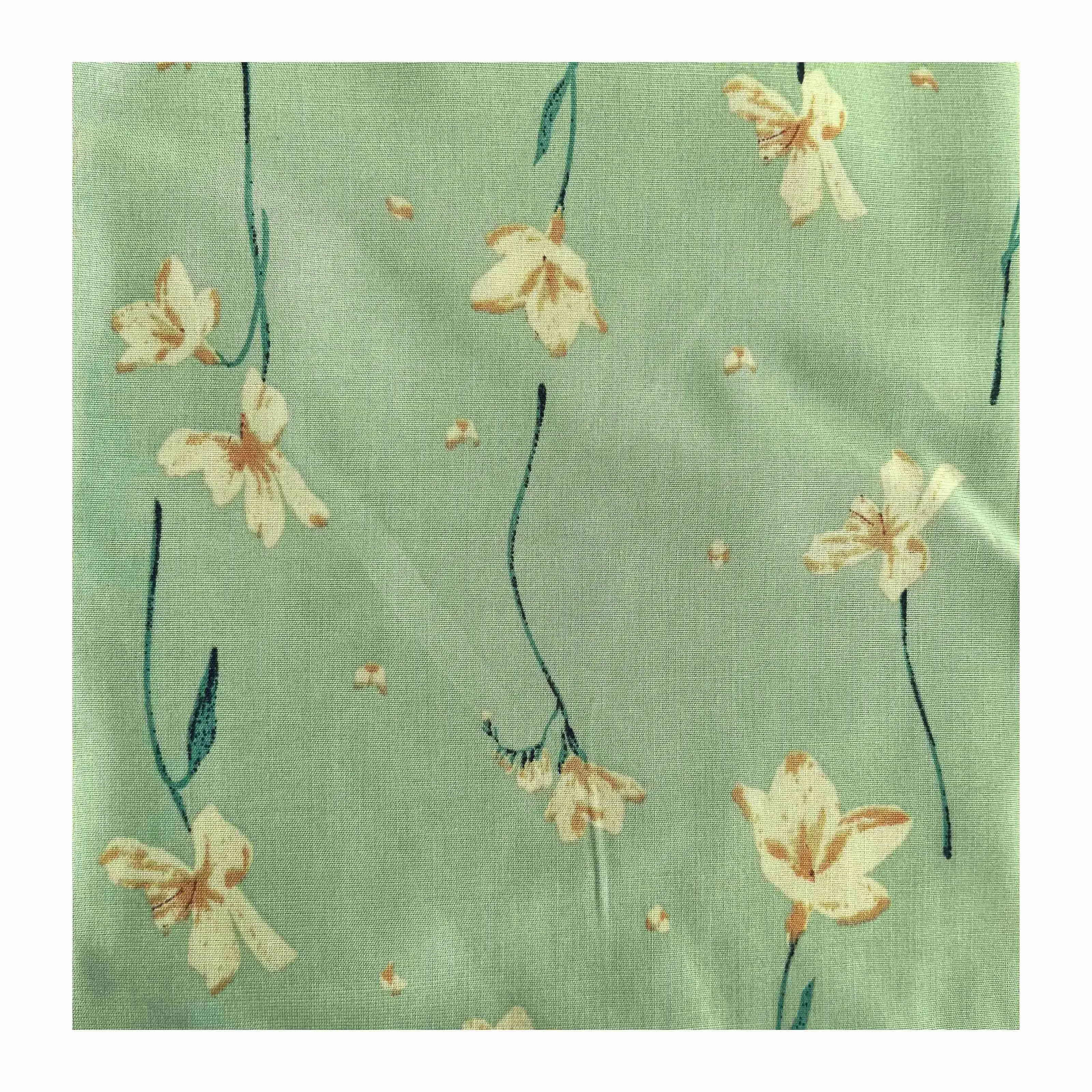 Ready To Ship 100% Fabric Linen-like Floral Pattern Elegant Style for Shirt Dresses