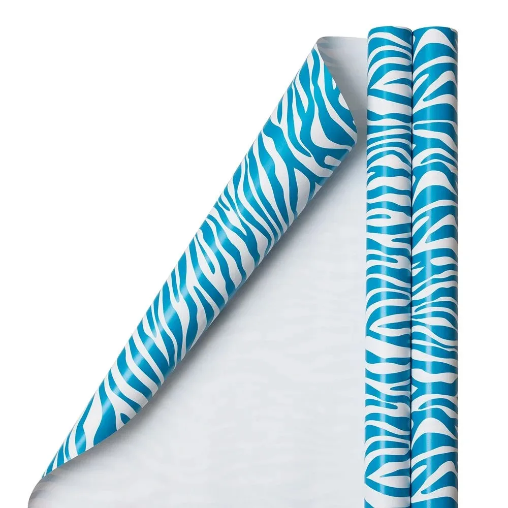 

Blue & White Zebra Wrapping Paper, 50 Sq ft.Total, 2 per Pack