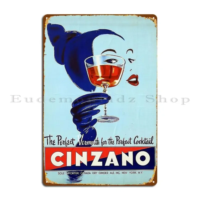 Letrero Metálico Vintage Cinzano para Pared, Placa Decorativa Impresa para Bar, Letrero de Hojalata para Bar