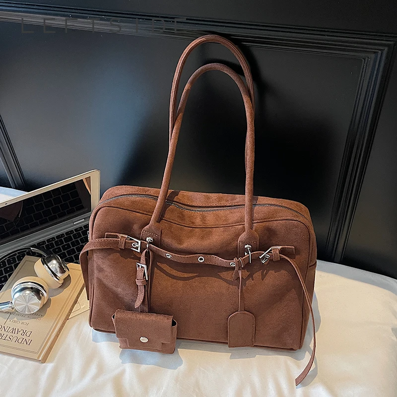 

LEFTSIDE Vintage PU Leather Solid Color Shoulder Bags for Women Tote Bag 2025 Winter Luxury Designer Simple Handbags and Purses