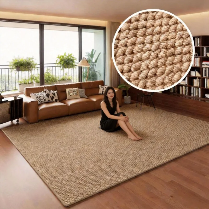 Pineapple Ring Imitation Sisal Living Room Rug Anti Slip Easy Care Sofa Mat Bedside Rug Carpets for Living Room Bedside Carpet