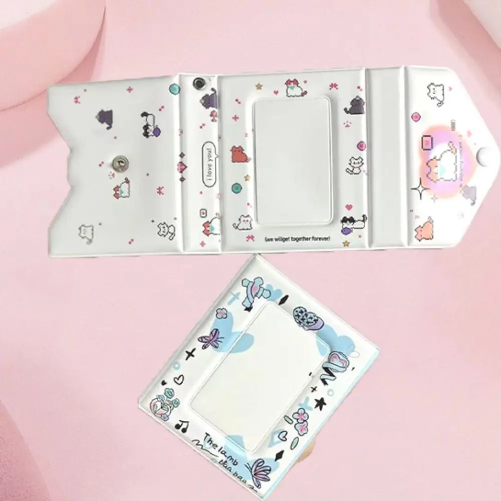 원 그리드 엔젤 양 사진 앨범 스냅 버튼이 있는 양면 스타 바인더 앨범 32 포켓 인 카드 컬렉션 도서