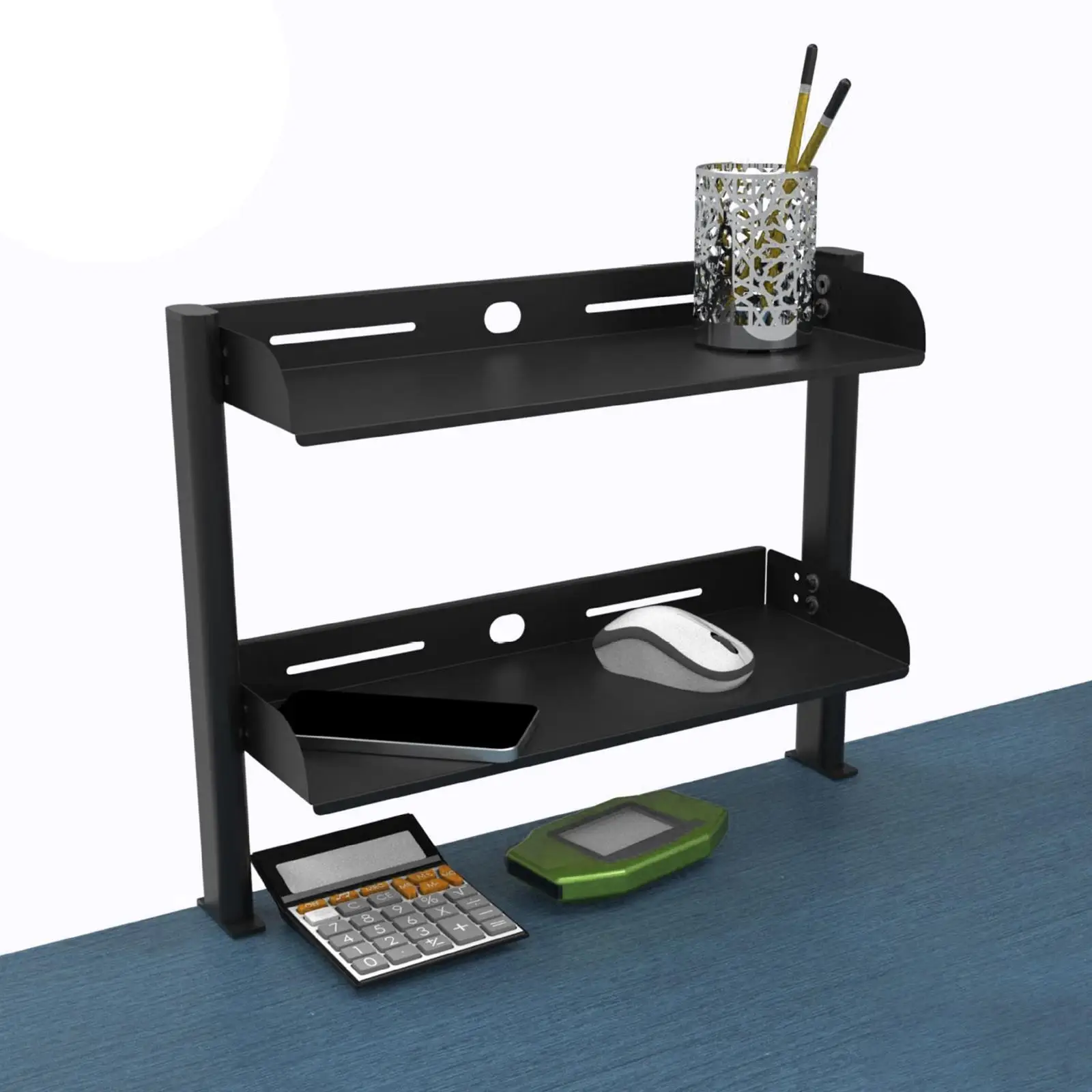 Clamp on Desk Shelf Black Desk Organizer Strong Load Bearing for Sundries Gaming Devices Office