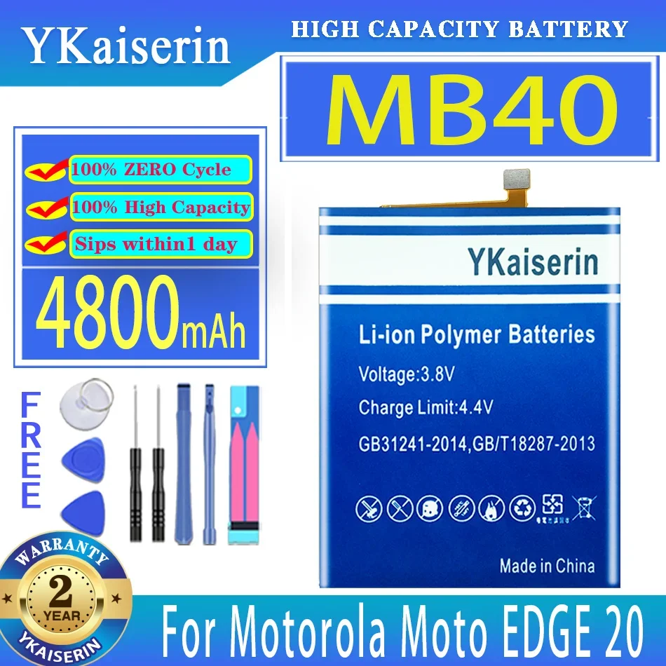 

YKaiserin Battery MB40 4800mAh For Motorola Moto EDGE 20 EDGE20 XT2143-1 Bateria