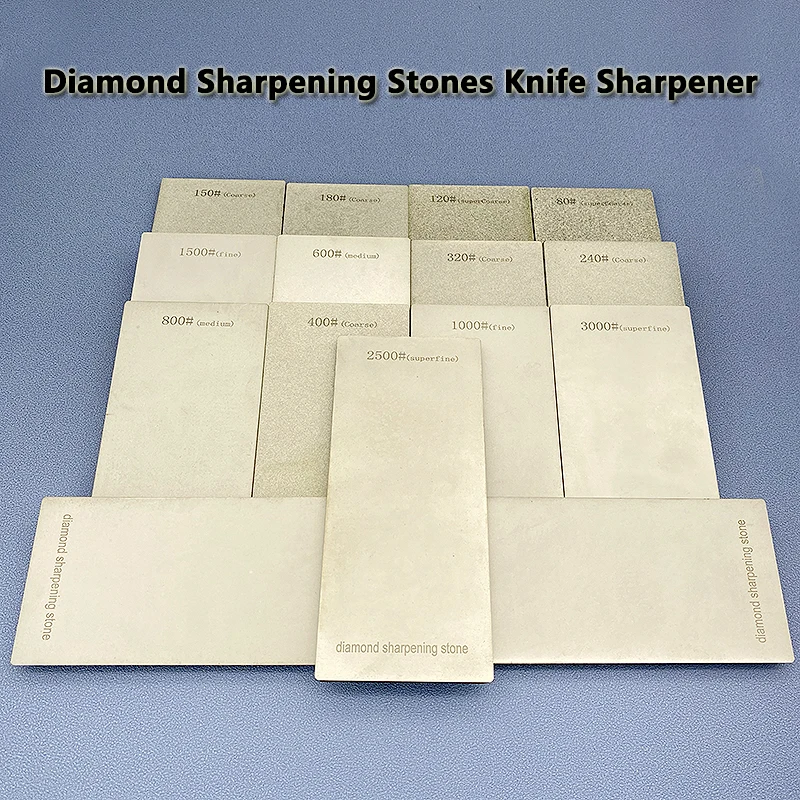 Professional Diamond Knife Sharpening Stone 240-3000 Grit with Anti-Skid Base Kitchen Knife Sharpener Tool Flake Plate