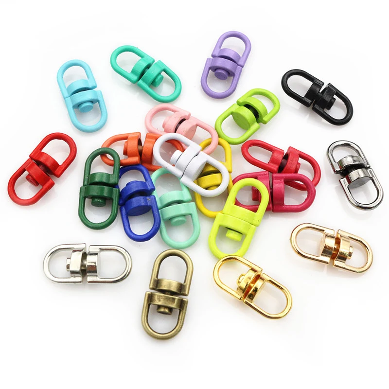 20pcs 19x9mm Hook Clasp 8-Character Rotating Buckle Keychain Chain Connectors For Diy Jewelry Making Keyring Bag Buckle