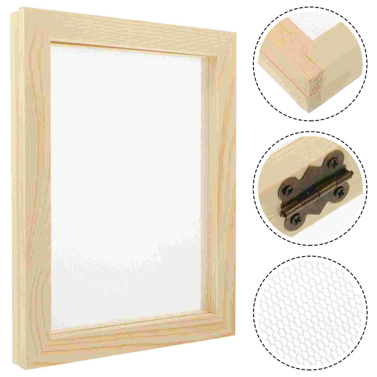 Pine Wood Picture Frame Handicraft Photo Frames Small Size Reusable Wooden Frame Paper Making Screen Craft Tool Decorative