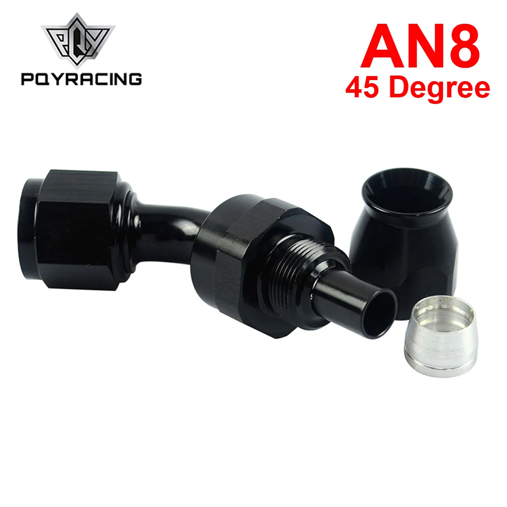 PQY - Black High Quality   AN8 AN-8 45 DEGREE REUSABLE SWIVEL  HOSE END FITTING AN8 PQY-SL6045-08-021