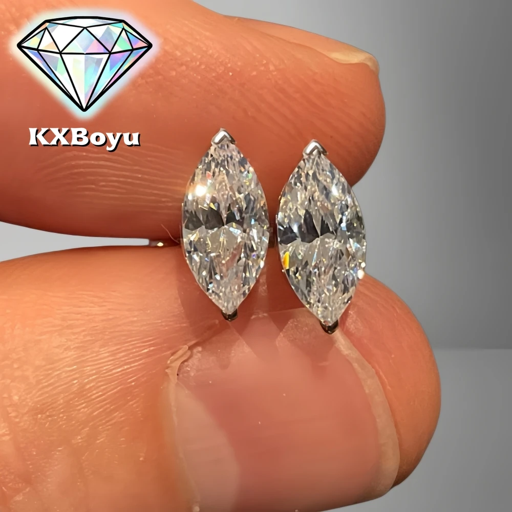 

Серьги-пусеты с муассанитом маркизы 2CTTW, имитирующие бриллианты, для женщин, из стерлингового серебра S925, с сертификатом, ювелирный подарок