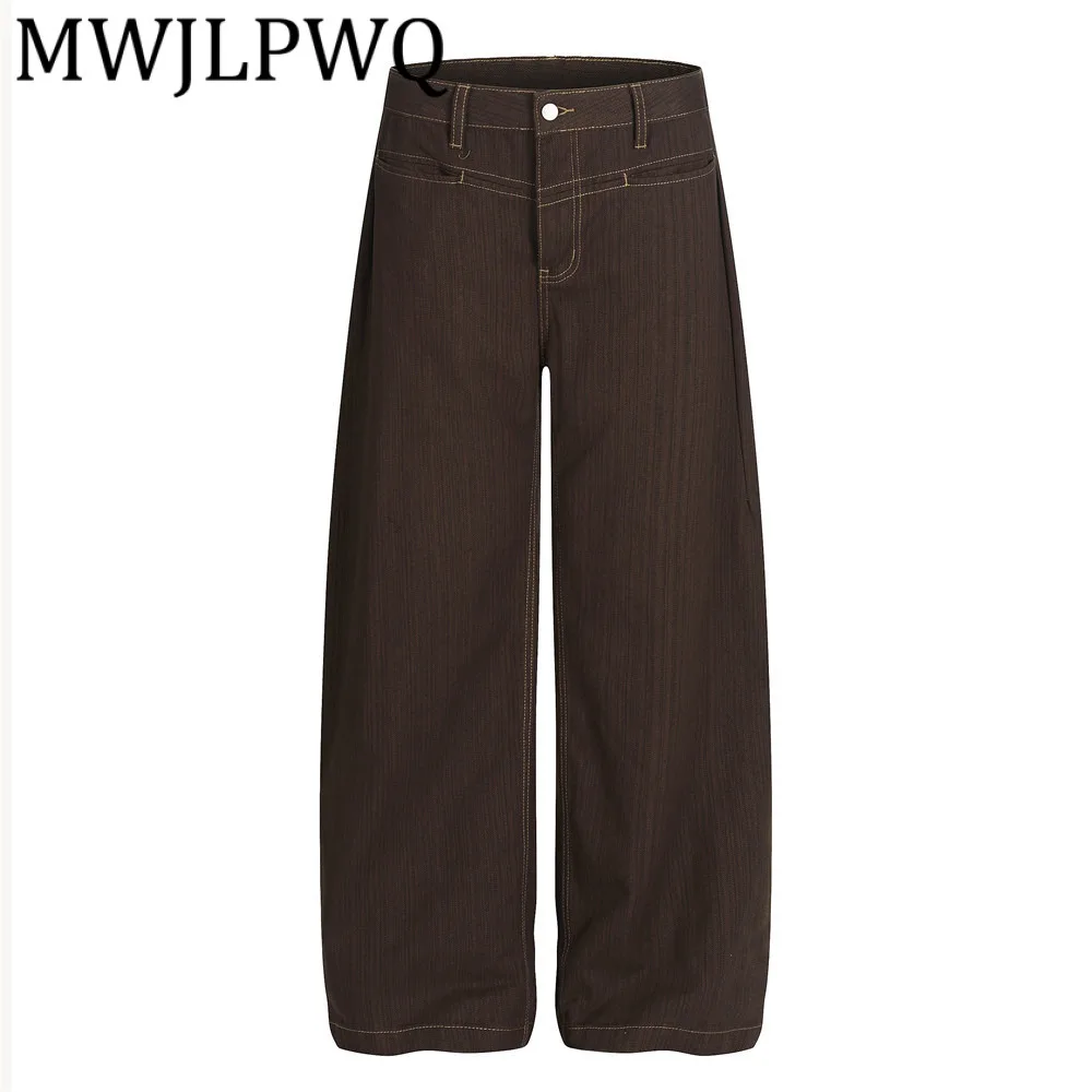 

MWJLPWQ Men's Chic Loose Wide-Leg Jeans Cleanfit Embroidered Pockets Versatile Straight-Leg Pants Trendy Casual Trousers 12719