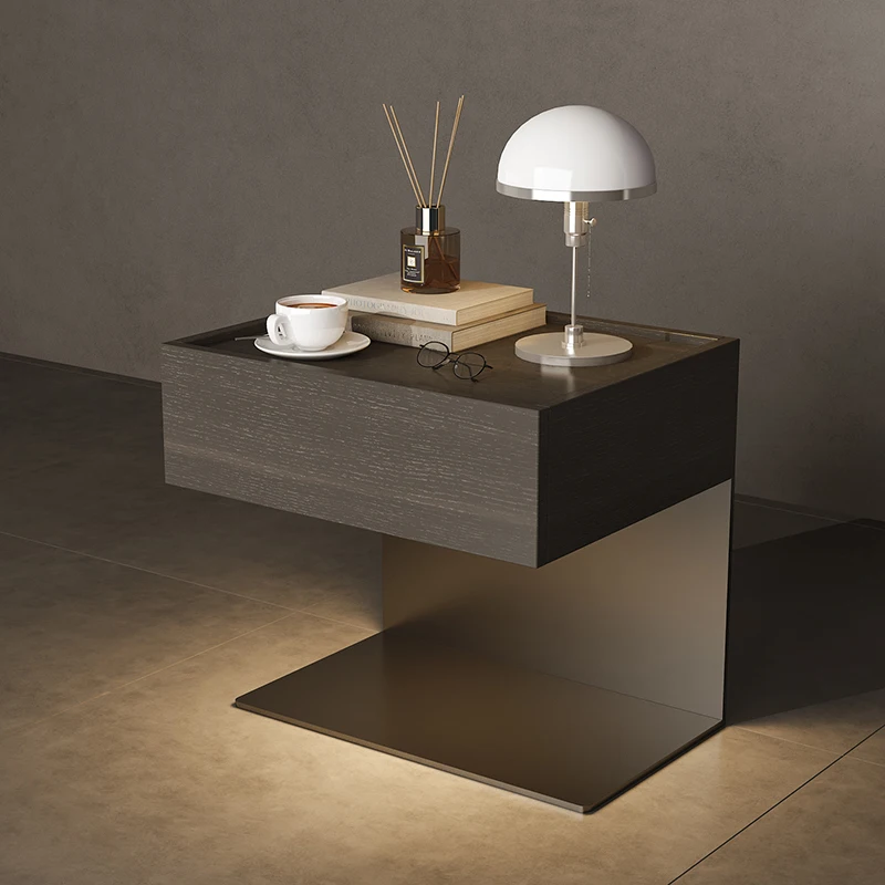 

Minimal suspended bedside table Steel plate vacated bedside table Bedroom multi-functional bedside table