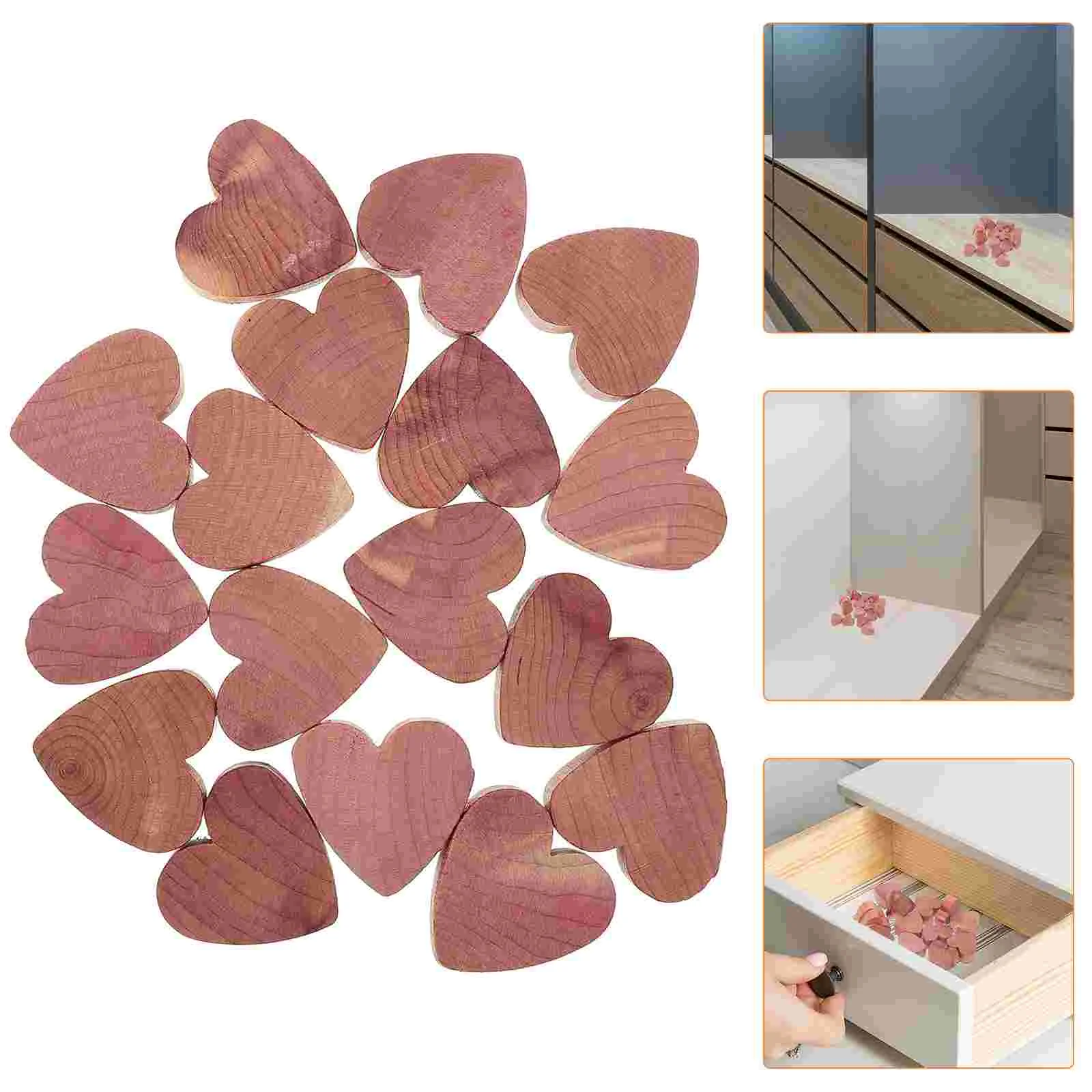 20 Pcs Cedar Wood Blocks Scented Decorate Anti-moth Supplies for Closet Heart Shaped Fragrant Decorative