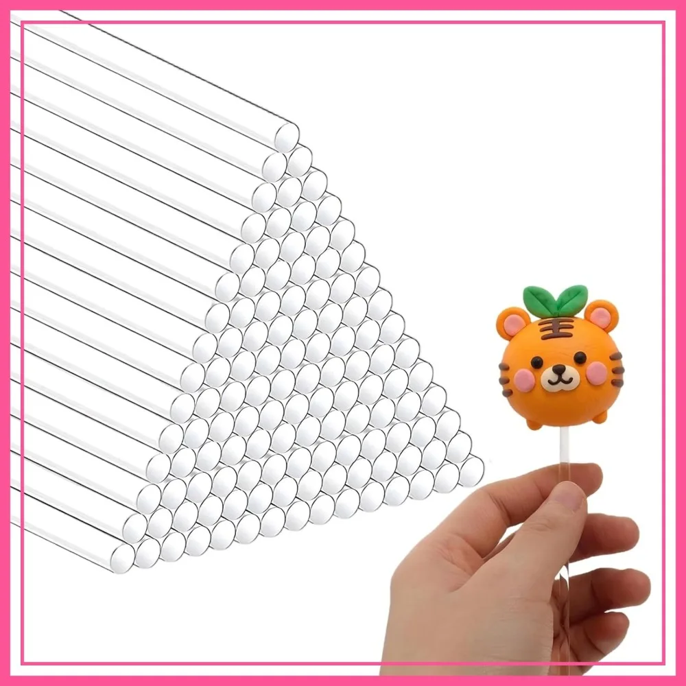 

100 Pcs 8 Inch Clear Acrylic Rods 2mm Diameter Round Plastic Strips for DIY Crafts Cake Topper Party Decor Gardening