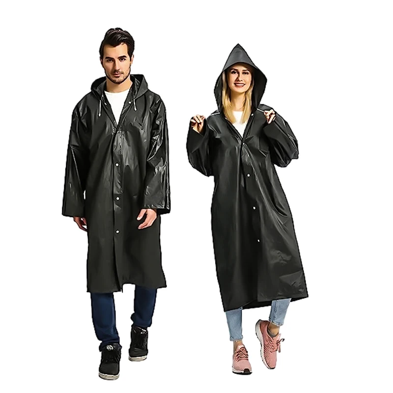 2 Pack Waterproof Raincoats for Adults Reusable EVA Rain Ponchos Lightweight Hooded Rain Coat for Outdoor Hiking Travel Fishing