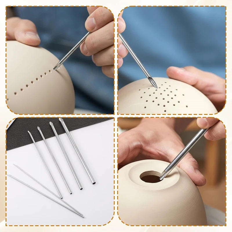 

6 Pieces Stainless Steel Circular Clay Hole Cutters,for Pottery Sculpting Crafts, for Polymer Clays with Storage Case Retail