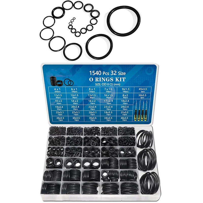 

1540Pcs O Rings Washers Metric Nitrile Rubber Oring with 4 Pick for Automotive Faucet Pressure Washer Plumbing Air Gas Repair