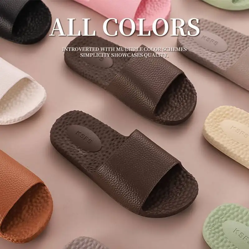 

New Men's Slippers Batooms Couples Anti-Odor Anti-Slip Cool Cross-Border Home Summer PU Material Slip-Resistant Bathing