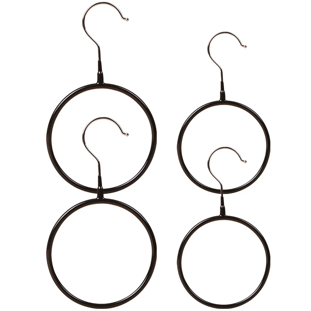 

4pcs Metal Round Hangers Black White Scarf Rack Tie Organizer Closet Display Ribbon Holder Storage Clothes Hooks
