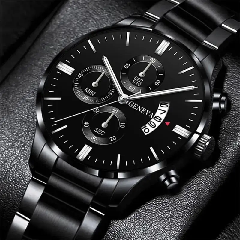 Mens Fashion Business Quartz Watch Fashion Fake Three Eye Six Pin Calendar Men Watch Stainless Steel Belt Mens Watches