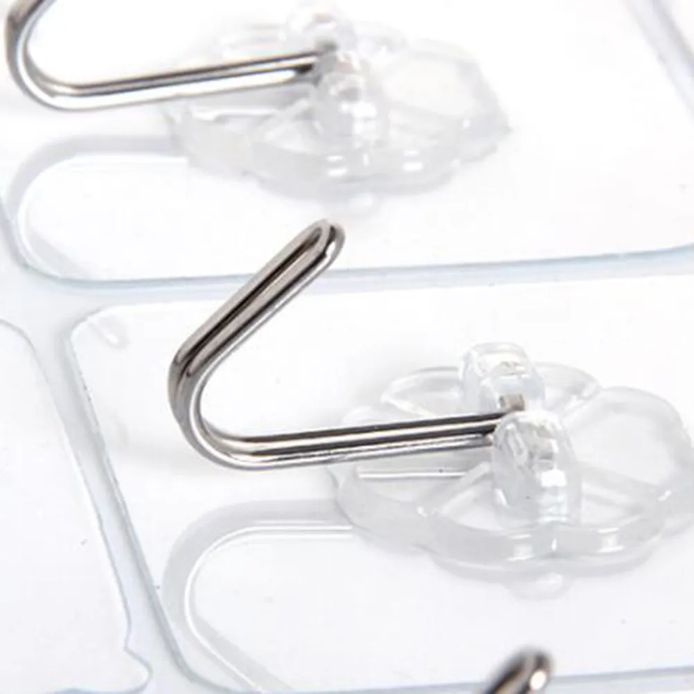 20Pcs Heavy Duty Transparent Adhesive Hooks Plum Blossom Design Wall Hooks for Bathroom Kitchen Bedroom Garage No Drill Sticky