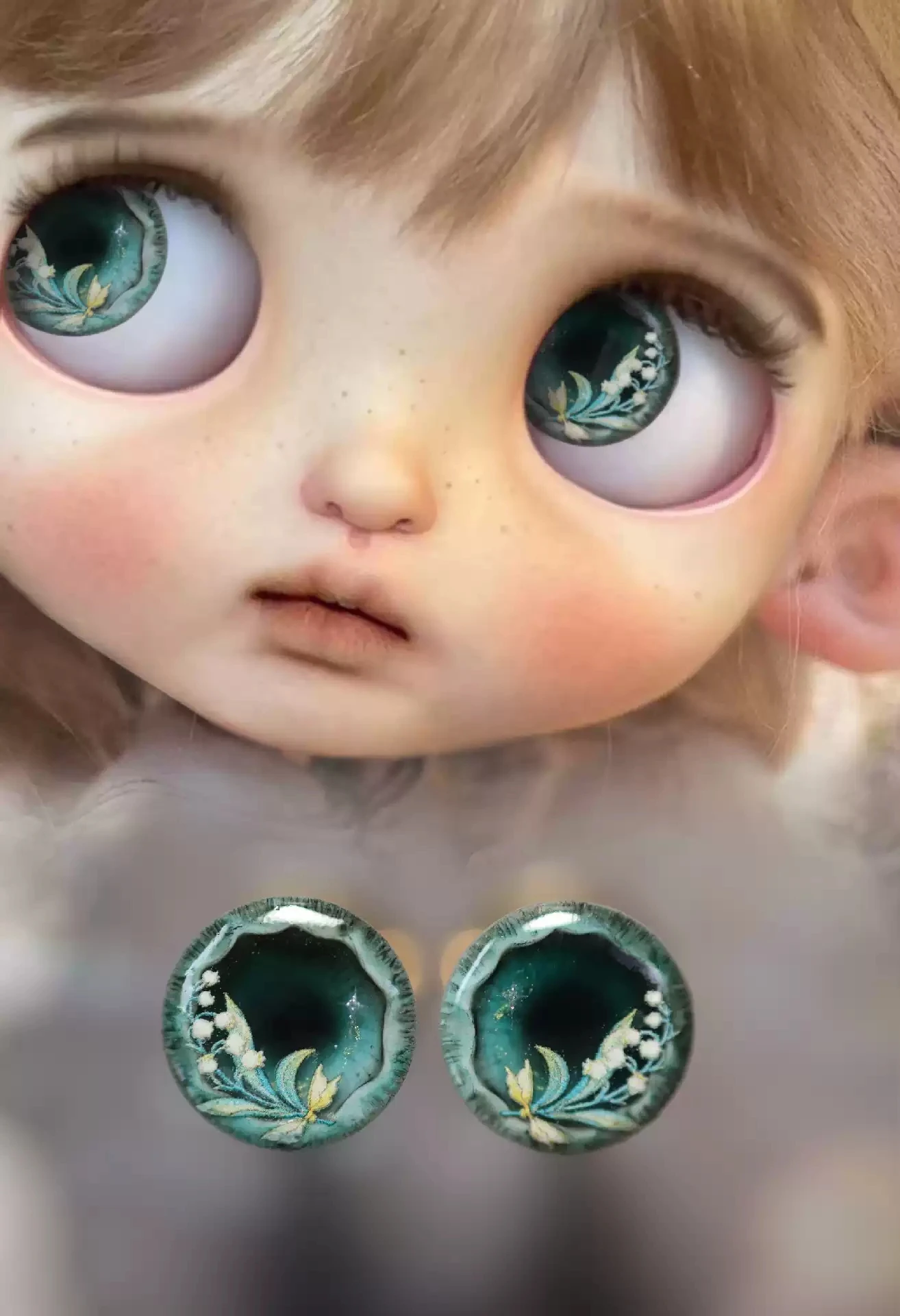 

Dula Handmade Three-dimensional glue hand engraving Lily of the valley Magnetism Eyepiece Eye Chips Blythe Bjd Doll Accessories