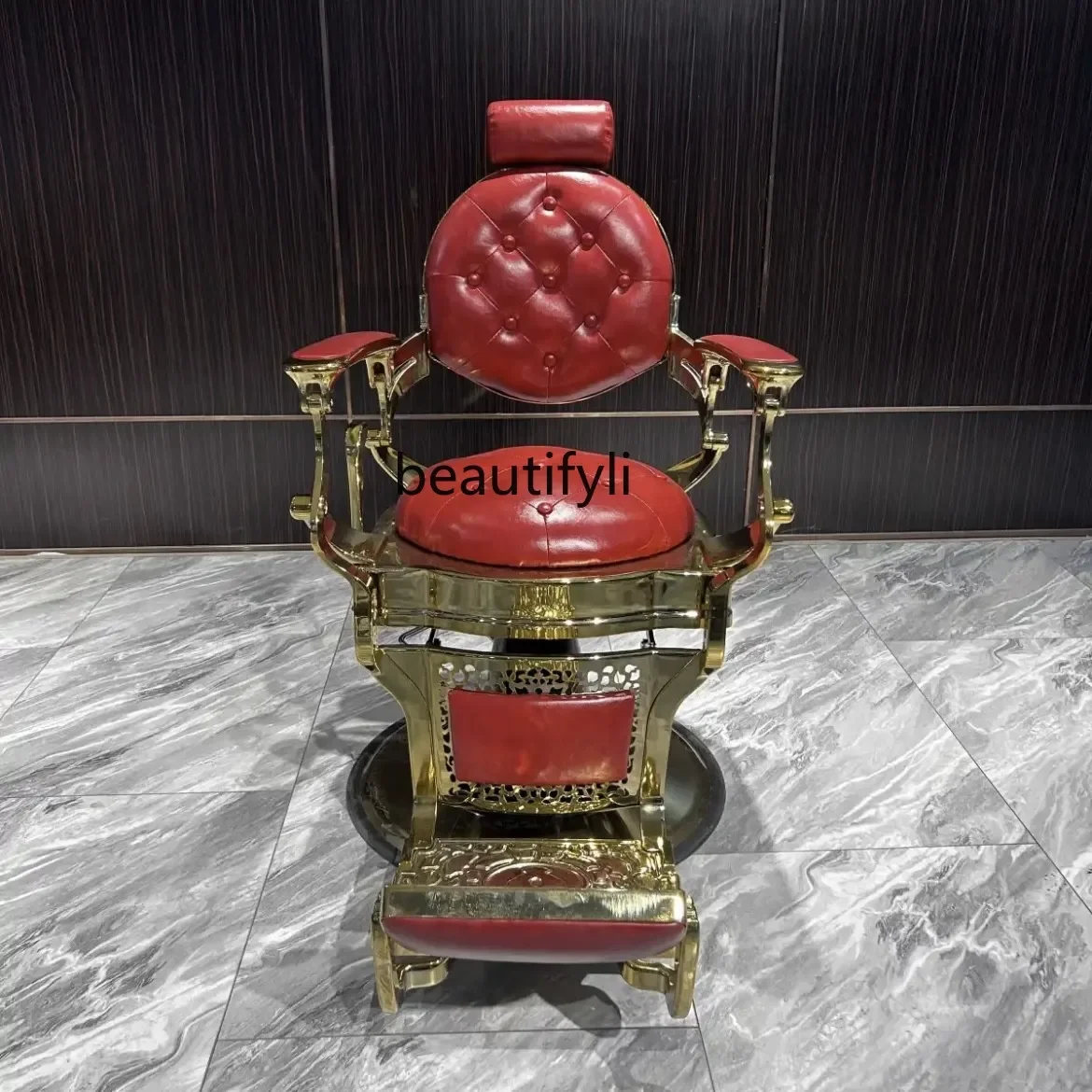Retro oil head chair, premium hair salon chair can be reclined, shaving and shaving, special for hair salon.