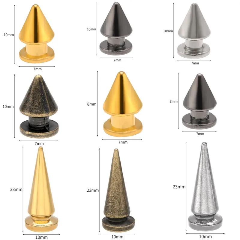 

20 шт./компл. серебряные заклепки, конусные шпильки, металлические шипы, сделай сам, крутая панк-одежда, круглая заклепка для ногтей, украшение для одежды, обуви, сумки