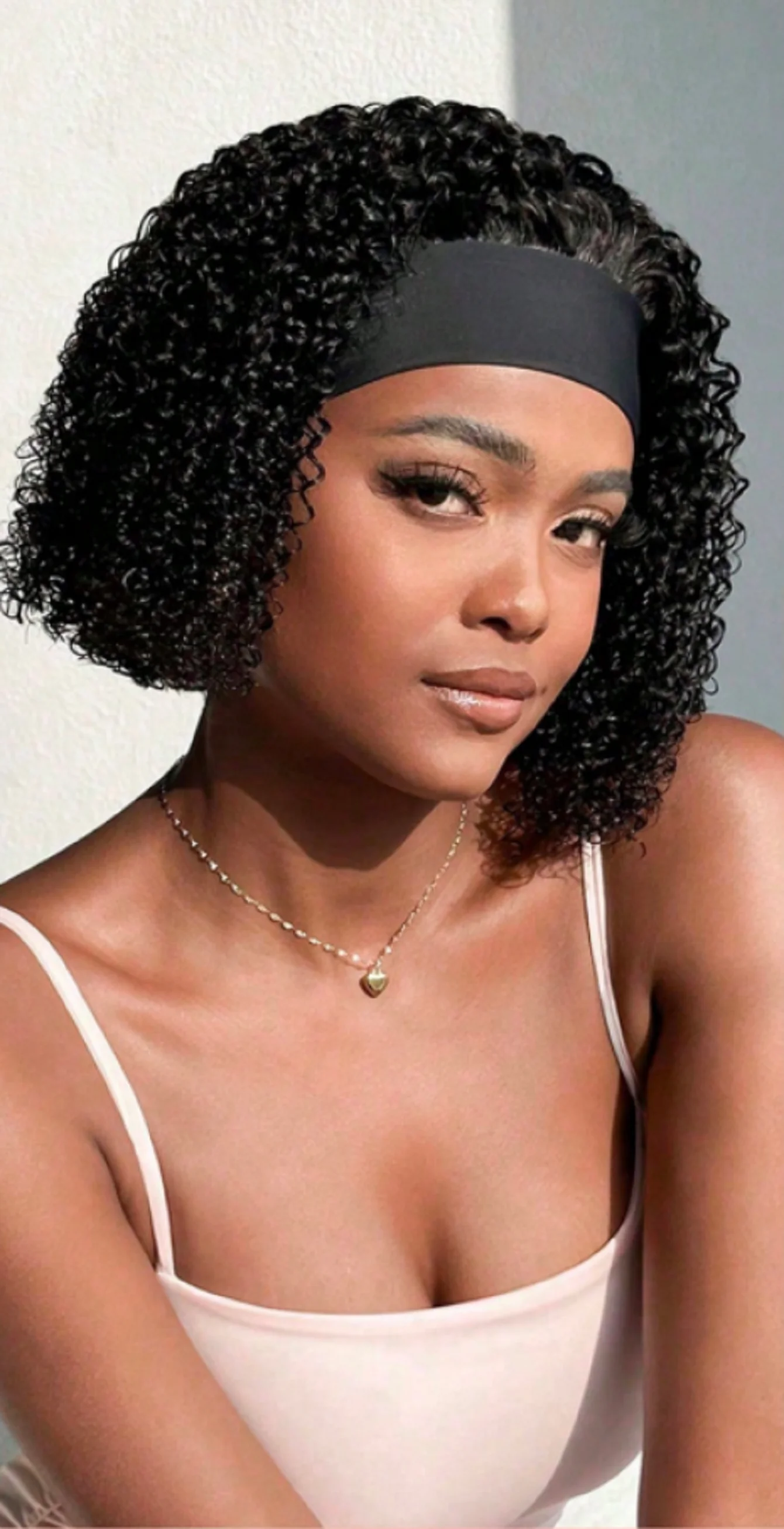 ショートカーリーボブウィッグヘッドバンドウィッグ人毛女性のための 150 密度カーリーウィッグブラジル人毛ウィッグフルマシンメイドハーフウィッグ