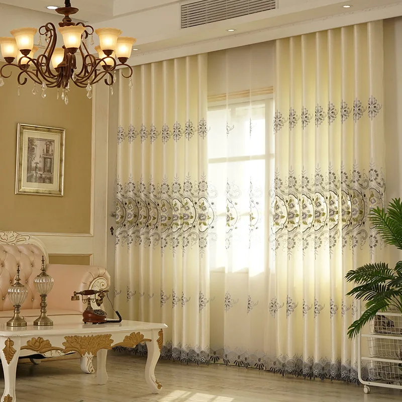 European and American Style Royal Beige White Luxury Curtains for Living Room Window Curtain Bedroom Window Curtain Kitchenl