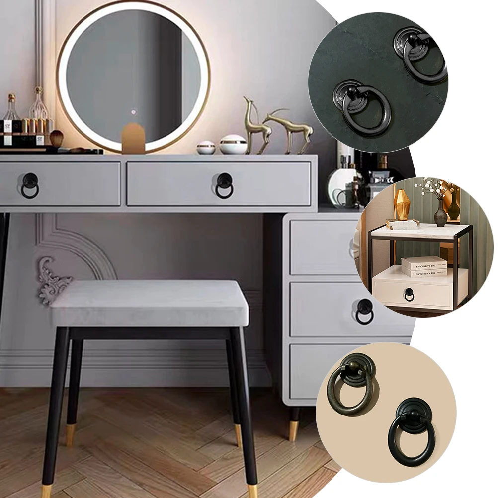 

10Pcs Zinc Alloy Black Round Pull Handles Cabinet Knobs Door Pulls for Drawers Wardrobe Black Knobs for Cabinets and Drawers