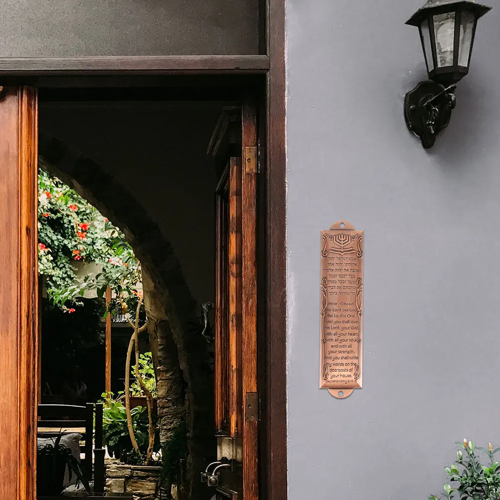 

2Sets Mezuzah with Scroll Metal Plaque for Front Door Traditional Jewish Home Decor House Warming Blessing Ceremony Pewter